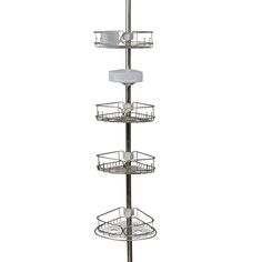 three tiered shower caddy in chrome steel