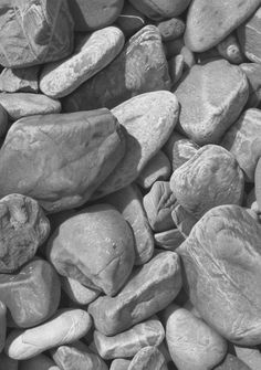 black and white photograph of rocks on the beach