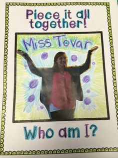 a child's poster with the words who am i?