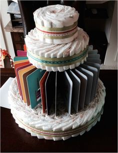 a cake made out of books on top of a table