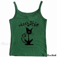 Olivia Mark - Short-Sleeve Gothic Top with Cat Print - Slim Fit Tee Fun Tank Tops, Edgy Tops, Gothic Cat, Funky Shirts, Gothic Tops, Mood Clothes, Best Tank Tops, Top For Women, Cat Print