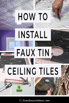 how to install faux tin ceiling tiles in the kitchen or living room with pictures and instructions