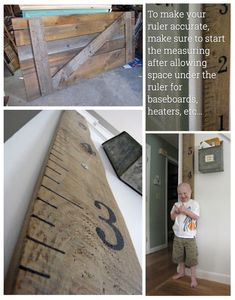 a collage of photos showing how to make a diy rustic home decor