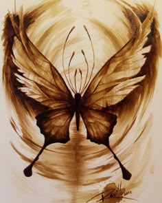 Artwork made entirely with coffee Coffee Painting Nature, Art Using Coffee, Coffee Art Painting Ideas