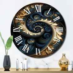 a wall clock with an intricate design on it