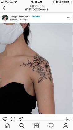 a woman with a tattoo on her shoulder and neck is shown in the instagramture