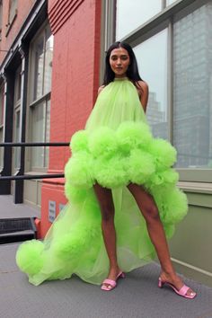 Grass Green Dress – Lirika Matoshi Tulle High Low Dress, Lirika Matoshi, Halter Party Dress, Crazy Dresses, Dama Dresses, Tulle Dresses, Halter Gown, Crazy Outfits, Evening Gowns Elegant