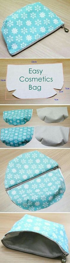 the instructions to make an easy cosmetic bag