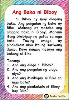 an english card with the words'ang baka ni biboy'in different languages