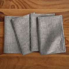 Narrow stripes bring a casual accent to a table setting and mix well with a variety of patterns. Our 100% linen stripe napkins are perfect for casual get-togethers or everyday dining. Available in a variety or colors and arrive as a set of four. Color: Black/White | Solino Home Narrow Stripe - 100% Pure Linen Dinner Napkins Linen in White / Black | 20 H x 20 W x 0.3 D in | Wayfair Christmas Cloth Napkins, Black And White Christmas, Amity Home, Linen Dinner Napkins, Striped Table Runner, Fabric Napkin, White Napkins, Striped Table, Black And White Fabric