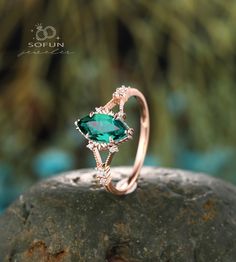 ► FEATURES Center Stone: 1 carat 10x5mm Marquise Cut Lab Emerald Side Stone: 0.11 carat Moissanite The stones of the ring can be replace with other different kinds of gemstone such as morganite, aquamarine, amethyst, citrine, white CZ, opal, moissanite, alexandrite, moss agate, etc.  If you want to customize your own personal ring, please feel free to contact me. ► PROCESSING & SHIPPING Processing time: 3-4 weeks after placing order,  International Buyers Please Note: In some cases additional cu Luxury Marquise Cut Birthstone Ring, Vintage Rings Emerald, Luxury Marquise Birthstone Promise Ring, Opal Emerald Engagement Ring, Emerald Engagement Ring Marquise, Emerald Marquise Engagement Ring, Green Marquise Engagement Ring, Marquise Emerald Ring, Emerald Marquise Ring