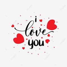 i love you with hearts on the white background, illustration, valentines day png and psd