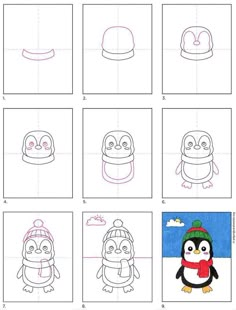 how to draw a penguin in different ways with pictures and instructions for the drawing process