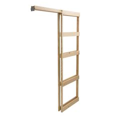 an open wooden ladder on a white background