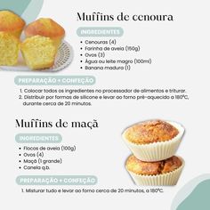 a menu for muffins with instructions on how to make them and what to eat