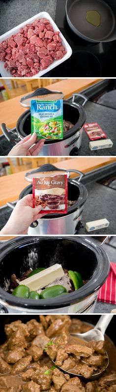 the process of making meatballs is shown here