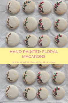 hand painted floral macarons on white paper