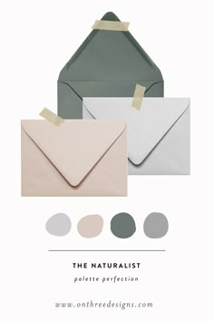 the naturalist palette is shown with an envelope and color swatches to match it