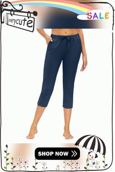 Navy Blue High Waist Jogging Capri Pant with Pockets Casual Blue Yoga Pants For Summer, Casual Knee-length Workout Bottoms, Yoga Capris With Pockets, Blue Capri Length Pants For Loungewear, Blue Capri Length Pants With Pockets, Casual Knee-length Summer Leggings, Casual Blue Capri Length Pants, Blue Yoga Pants With Pockets For Summer, Blue Stretch Capris With Elastic Waistband