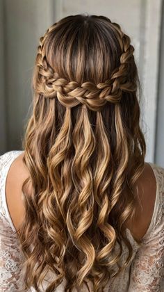 Wedding Hair Junior Bridesmaid, Half Braided Hairstyles Curly Hair, Formal Hair, Hoco Hairstyles, Hairdo For Long Hair, Long Straight Hair, Hoco Hair, Formal Hairstyles