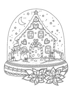 a snow globe with a house and two cats in it, on top of a table