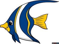 an image of a blue and yellow fish