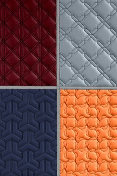 four different colors of leather textured together