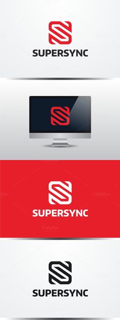 four different logos with the letter s in red, white and blue colors - letters logo templates