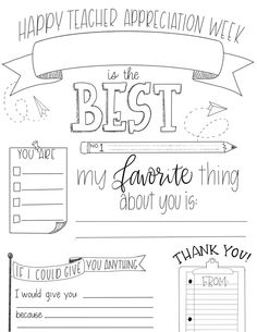 the best teacher appreciation week printable