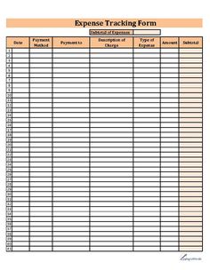 a printable spreadsheet with the words,'expense tracking form'in it