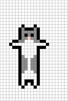 a cross stitch pattern with a black and white cat on it's back side