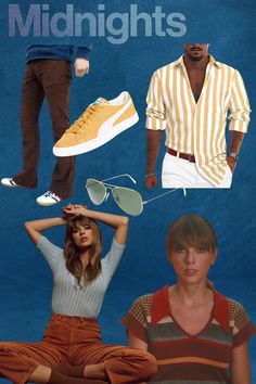 Retro stripped shirt, flaired pants- Men's outfit idea for Taylor Swift Midnights Era - vintage Taylor Swift Eras Outfits, Outfit Idea For Men, Taylor Swift Midnights Era, W Pictures, Midnights Era, Types Of Aesthetics, Taylor Swift Midnights