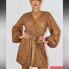 Missguided Petite Brown / Gold Sequin Balloon Sleeve Dress 4 Size 4 But Could Fit Larger For Sure Adjustable Strap Lined Never Worn Just Tried On Balloon Sleeve Look Petite But Fits Like Normal Sizing Nye Or Perfect For Any Sequin Needed Occasion! Long Sleeve Mini Dress For Brunch And Party Season, Holiday V-neck Mini Dress For Fall, Fall Holiday V-neck Mini Dress, Sequin Dresses For Brunch And Party Season, Sequin Dresses For Party Season, Gold Long Sleeve Summer Dress, Gold Long Sleeve Dress For Date Night, Gold V-neck Mini Dress For Fall, Long Sleeve Sequin Mini Dress For Brunch