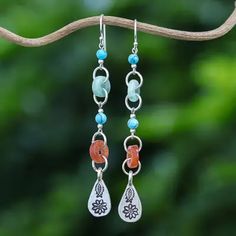 Beaded Dangle Earrings with Jade and Hill Tribe Silver - Hill Tribe Adventure | NOVICA Handmade Jade Drop Earrings, Green Jade Dangle Beaded Earrings, Artisan Beaded Dangle Earrings, Fair Trade, Spiritual Jade Dangle Earrings, Natural Stone Jade Dangle Earrings, Diy Earrings Dangle, Beaded Jewelry Earrings, Hill Tribe Silver, Beaded Jewelry Designs