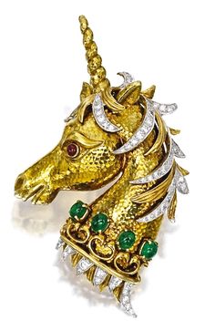 Unicorn Pin, Mythical Beasts, Unicorn Jewelry, Vintage Jewellery Rings, David Webb, International Jewelry, Colored Stone