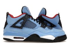 Up for sale is a pair of highly sought after Air Jordan 4 Retro x Travis Scott Cactus Jack sneakers in size 10.5. These shoes feature a mid top, lace-up closure, standard shoe width, and a stylish blue colorway. They were released in 2018 and are part of the Jordan product line. The shoe silhouette is a classic Air Jordan 4, with the added flair of Travis Scott's signature Cactus Jack design. These sneakers are perfect for basketball or any athletic activity. Don't miss your chance to own this r Air Jordan 4 High-top For Sports, Air Jordan 4 Casual High-top Sneakers For Streetwear, Casual Air Jordan 4 Mid-top For Streetwear, Casual Air Jordan 4 High-top For Streetwear, Casual Air Jordan 4 High-top With Boost Midsole, Casual Air Jordan 4 High-top, Casual Mid-top Air Jordan 4 For Streetwear, Air Jordan 4 High-top Sports Shoes, Leather High-top Air Jordan 4