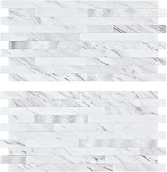 two white marble tiles are shown side by side in the same pattern as each other