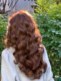 Faceless Hair Aesthetic, Pale Beauty Aesthetic, Brown Strawberry Hair, Warm Tone Hair Color Ideas, Fluffy Curled Hair, Wavy Hair Dyed, Golden Hair Aesthetic, Level 6 Hair Color, Auburn Hairstyles