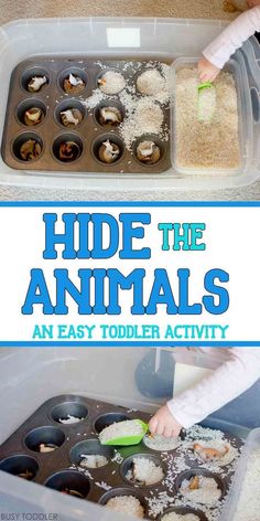 an easy toddler activity to help kids learn how to hide the animals