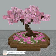 Custom Cherry Blossom Tree Minecraft, Minecraft Cherry Blossom Tree, Minecraft Tree, Minecraft Garden, Minecraft Statues, Blossom House, Diy Minecraft, Cool Minecraft Creations