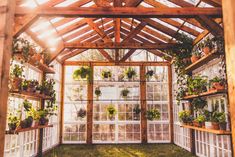 the inside of a greenhouse with lots of plants