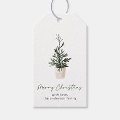 a christmas gift tag with an evergreen tree