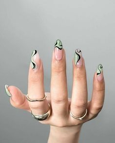 Retro Nails, Minimal Nails, Classy Acrylic Nails, Almond Acrylic Nails, Dope Nails