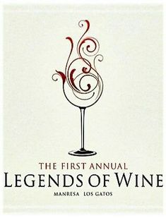 the first annual legendds of wine logo is shown in red and black on a white background