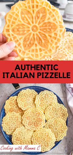 an image of some food that is on a plate with the words authentic italian pizza