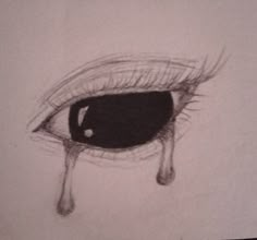 a drawing of an eye with tear coming out of it