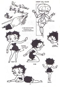 an instruction manual for how to draw betty bow