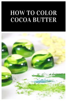 how to color chocolate butter with green and white swirls on the bottom, and yellow sprinkles in the middle