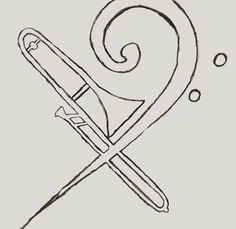 a black and white drawing of a pair of scissors next to a heart shaped object