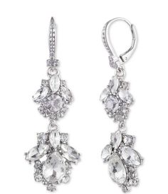 From Marchesa&#x2C; these earrings feature: Drop earringsBrass/GlassLeverback closureApprox. 2.05" drop x 0.72" widthImported. Fancy Updo, Silver Bridal Earrings, Bride Jewelry, Fashion Jewelry Earrings, Gold Accessories, Gold Collection, Marchesa, Dainty Earrings, Silver Drop Earrings